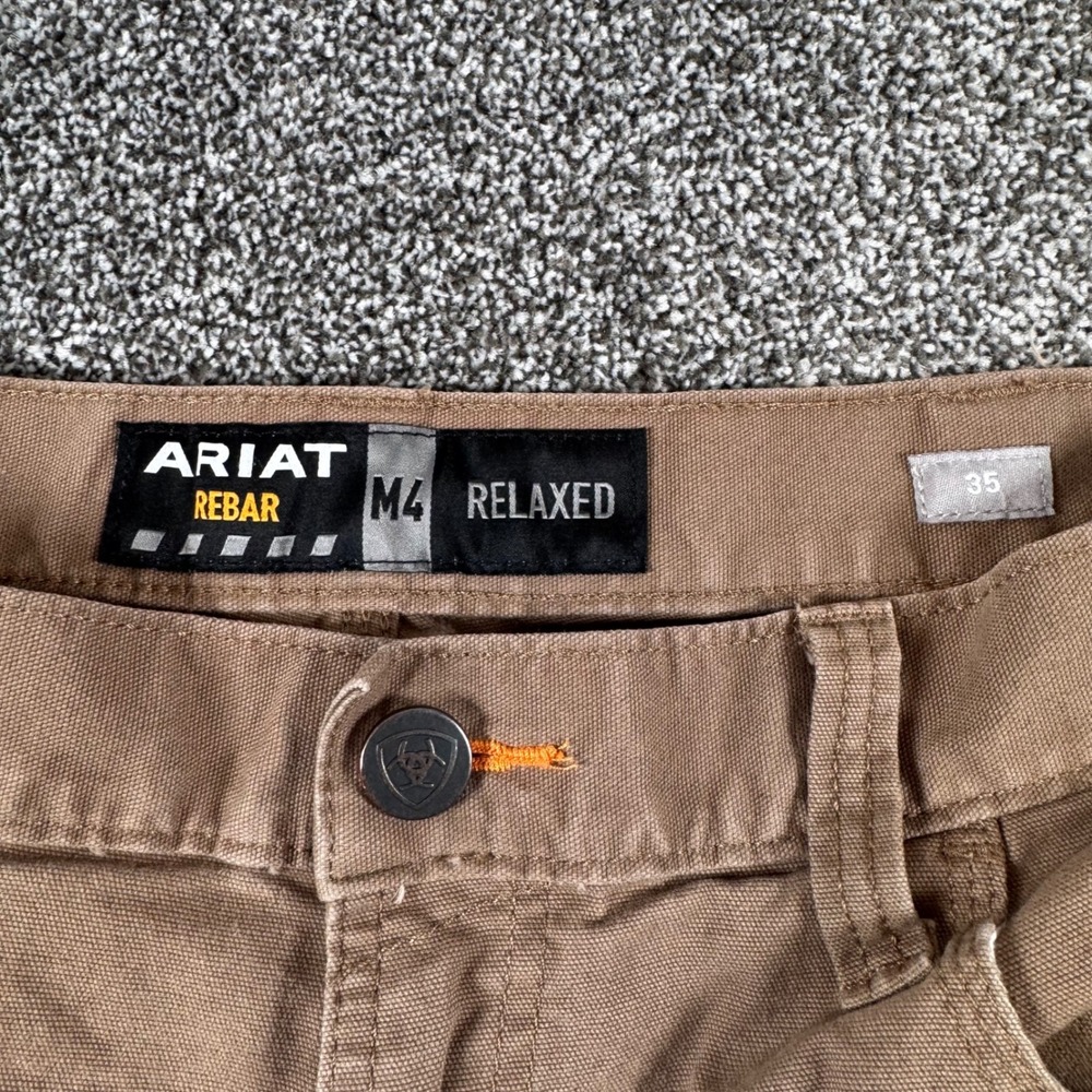 Ariat Rebar M4 Relaxed Men's 35x10 Brown Canvas Work Shorts Utility Pocket - Picture 2 of 7